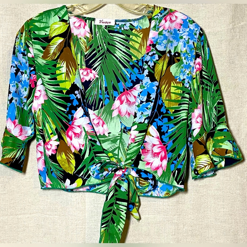 Vivace, Blouse, Overlay, Sheer, Summer Tropical Sz: Small/Medium